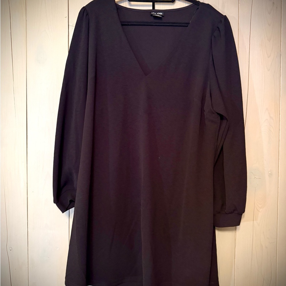 City Chic Black Dress with Puff Sleeves